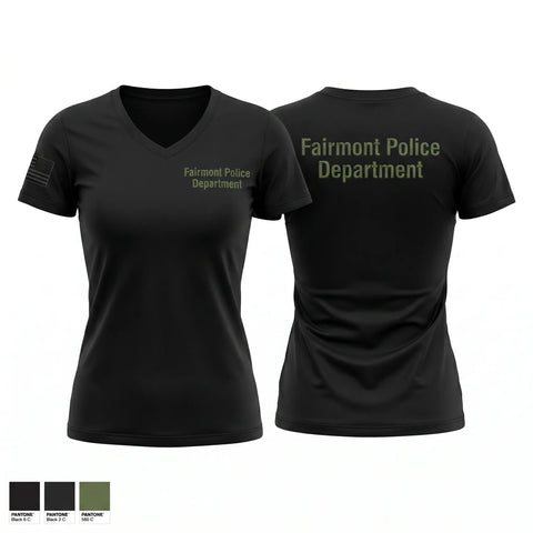 Womens Short Sleeve Vneck Shirt, Fairmont Police Department, Police, Teamtime, Team time, sublimation, custom sports apparel, team uniforms, spirit wear, spiritwear, sports uniforms, custom shirts, team store, custom team store, fundraiser sports, apparel fundraiser