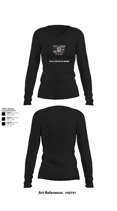 Kilo co. 3rd Btn 9th Marines 1620467 Women's Long Sleeve V-neck Shirt - 22