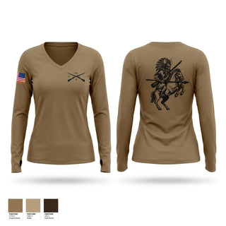 Womens Long Sleeve Vneck Shirt, Charlie Company 2-121 IN BN, National Guard, Teamtime, Team time, sublimation, custom sports apparel, team uniforms, spirit wear, spiritwear, sports uniforms, custom shirts, team store, custom team store, fundraiser sports, apparel fundraiser