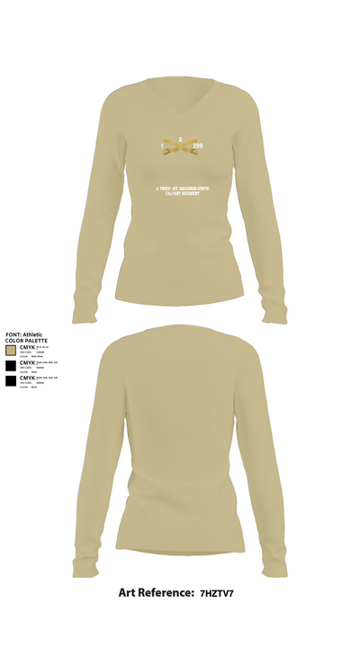 A Troop, 1st squadron-299th Calvary Regiment 70291790 Women's Long Sleeve V-neck Shirt - 82