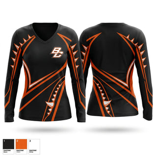 Womens Long Sleeve Vneck Shirt, Byron Center Bulldogs, Cross Country, Teamtime, Team time, sublimation, custom sports apparel, team uniforms, spirit wear, spiritwear, sports uniforms, custom shirts, team store, custom team store, fundraiser sports, apparel fundraiser