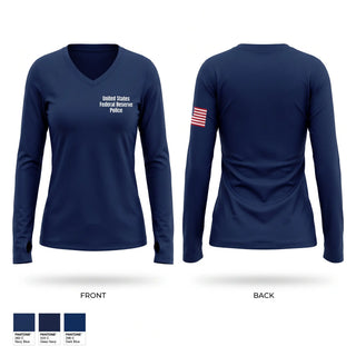Womens Long Sleeve Vneck Shirt, United States Federal Reserve Police, Police, Teamtime, Team time, sublimation, custom sports apparel, team uniforms, spirit wear, spiritwear, sports uniforms, custom shirts, team store, custom team store, fundraiser sports, apparel fundraiser