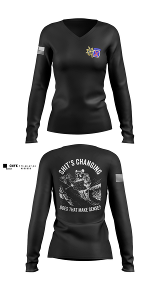 Womens Long Sleeve Vneck Shirt, 10th MTN, G2 ACE, Army, Teamtime, Team time, sublimation, custom sports apparel, team uniforms, spirit wear, spiritwear, sports uniforms, custom shirts, team store, custom team store, fundraiser sports, apparel fundraiser