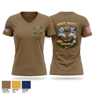 Womens Short Sleeve Vneck Shirt, USNMRTC Naples, Navy, Teamtime, Team time, sublimation, custom sports apparel, team uniforms, spirit wear, spiritwear, sports uniforms, custom shirts, team store, custom team store, fundraiser sports, apparel fundraiser