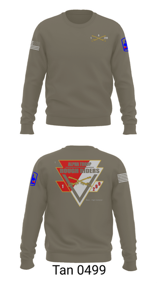 Crew Neck Sweatshirt, A Troop, 1st squadron-299th Calvary Regiment, , Teamtime, Team time, sublimation, custom sports apparel, team uniforms, spirit wear, spiritwear, sports uniforms, custom shirts, team store, custom team store, fundraiser sports, apparel fundraiser