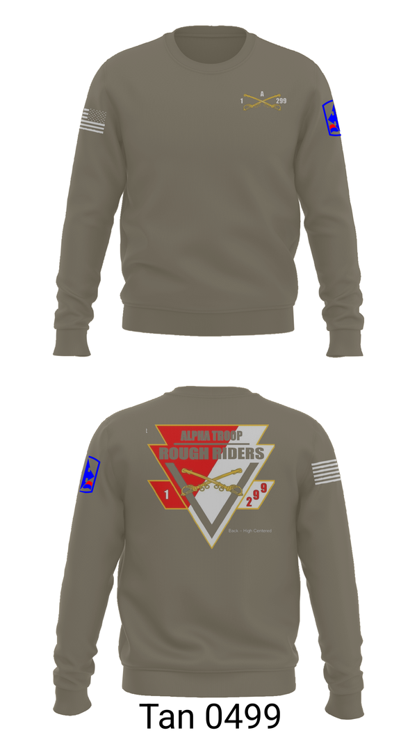 Crew Neck Sweatshirt, A Troop, 1st squadron-299th Calvary Regiment, , Teamtime, Team time, sublimation, custom sports apparel, team uniforms, spirit wear, spiritwear, sports uniforms, custom shirts, team store, custom team store, fundraiser sports, apparel fundraiser