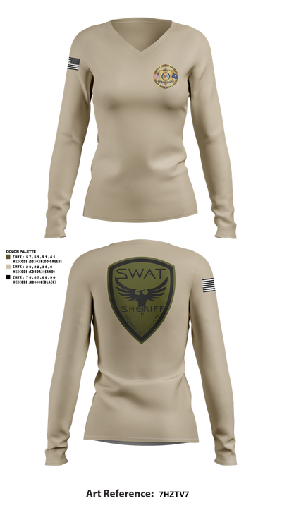 SWAT 37842893 Women's Long Sleeve V-neck Shirt - 2