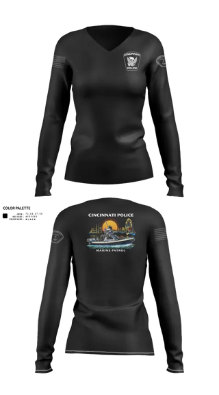 Womens Long Sleeve Vneck Shirt, Cincinnati Police Marine Patrol, Police, Teamtime, Team time, sublimation, custom sports apparel, team uniforms, spirit wear, spiritwear, sports uniforms, custom shirts, team store, custom team store, fundraiser sports, apparel fundraiser