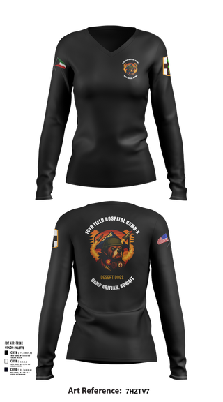 Womens Long Sleeve Vneck Shirt, 10th Field Hospital (FWD), , Teamtime, Team time, sublimation, custom sports apparel, team uniforms, spirit wear, spiritwear, sports uniforms, custom shirts, team store, custom team store, fundraiser sports, apparel fundraiser