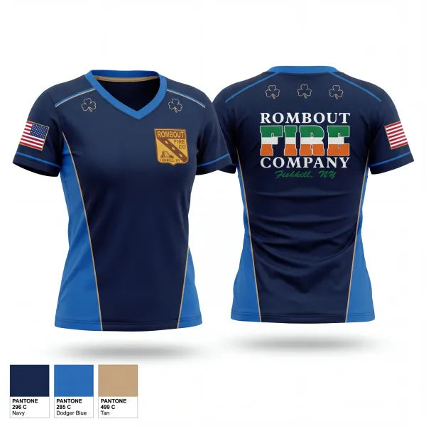 Womens Short Sleeve Vneck Shirt, Rombout Fire Company, Fire Department, Teamtime, Team time, sublimation, custom sports apparel, team uniforms, spirit wear, spiritwear, sports uniforms, custom shirts, team store, custom team store, fundraiser sports, apparel fundraiser