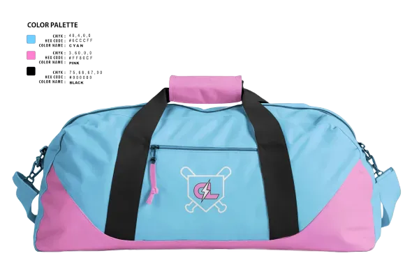 Duffle Bag, Carolina lightning, Baseball, Teamtime, Team time, sublimation, custom sports apparel, team uniforms, spirit wear, spiritwear, sports uniforms, custom shirts, team store, custom team store, fundraiser sports, apparel fundraiser