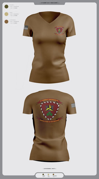 Womens Short Sleeve Vneck Shirt, 3d Combat Engineer Battalion, , Teamtime, Team time, sublimation, custom sports apparel, team uniforms, spirit wear, spiritwear, sports uniforms, custom shirts, team store, custom team store, fundraiser sports, apparel fundraiser
