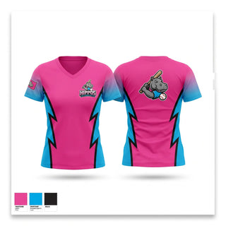Womens Short Sleeve Vneck Shirt, Halloween hippos, Baseball, Teamtime, Team time, sublimation, custom sports apparel, team uniforms, spirit wear, spiritwear, sports uniforms, custom shirts, team store, custom team store, fundraiser sports, apparel fundraiser