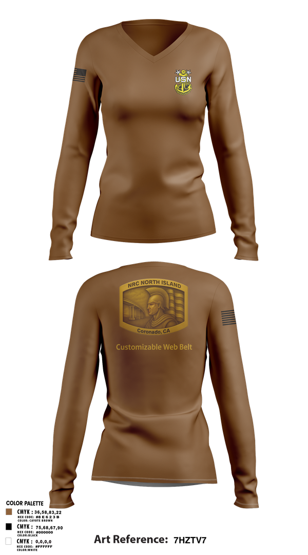 Womens Long Sleeve Vneck Shirt, NRC NORTH ISLAND, Navy, Teamtime, Team time, sublimation, custom sports apparel, team uniforms, spirit wear, spiritwear, sports uniforms, custom shirts, team store, custom team store, fundraiser sports, apparel fundraiser