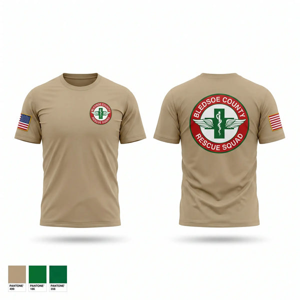 Old School Cotton Feel Shirt, Bledsoe County Rescue Squad, Fire Department, Teamtime, Team time, sublimation, custom sports apparel, team uniforms, spirit wear, spiritwear, sports uniforms, custom shirts, team store, custom team store, fundraiser sports, apparel fundraiser