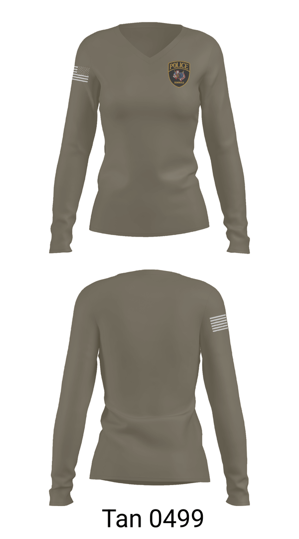 Womens Long Sleeve Vneck Shirt, Seminole Police Department, Police, Teamtime, Team time, sublimation, custom sports apparel, team uniforms, spirit wear, spiritwear, sports uniforms, custom shirts, team store, custom team store, fundraiser sports, apparel fundraiser