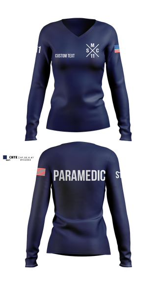 Womens Long Sleeve Vneck Shirt, SM, EMS/EMT, Teamtime, Team time, sublimation, custom sports apparel, team uniforms, spirit wear, spiritwear, sports uniforms, custom shirts, team store, custom team store, fundraiser sports, apparel fundraiser
