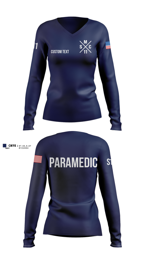 Womens Long Sleeve Vneck Shirt, SM, EMS/EMT, Teamtime, Team time, sublimation, custom sports apparel, team uniforms, spirit wear, spiritwear, sports uniforms, custom shirts, team store, custom team store, fundraiser sports, apparel fundraiser