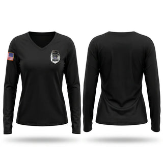 Womens Long Sleeve Vneck Shirt, Police, Police, Teamtime, Team time, sublimation, custom sports apparel, team uniforms, spirit wear, spiritwear, sports uniforms, custom shirts, team store, custom team store, fundraiser sports, apparel fundraiser