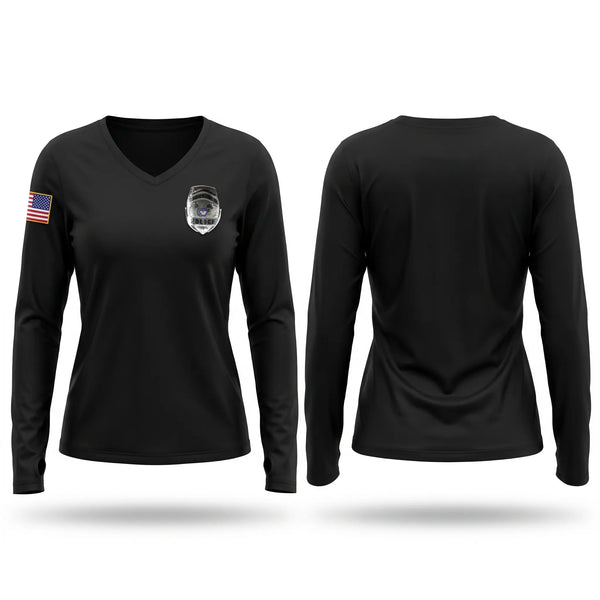 Womens Long Sleeve Vneck Shirt, Police, Police, Teamtime, Team time, sublimation, custom sports apparel, team uniforms, spirit wear, spiritwear, sports uniforms, custom shirts, team store, custom team store, fundraiser sports, apparel fundraiser
