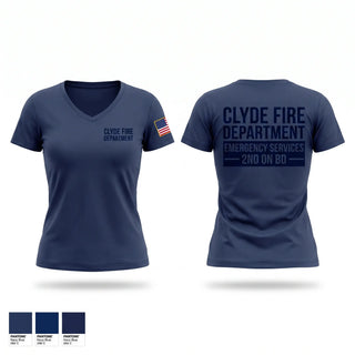Womens Short Sleeve Vneck Shirt, Clyde fire department, Fire Department, Teamtime, Team time, sublimation, custom sports apparel, team uniforms, spirit wear, spiritwear, sports uniforms, custom shirts, team store, custom team store, fundraiser sports, apparel fundraiser