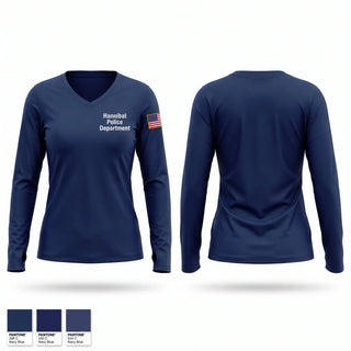 Womens Long Sleeve Vneck Shirt, Hannibal Police Department, Police, Teamtime, Team time, sublimation, custom sports apparel, team uniforms, spirit wear, spiritwear, sports uniforms, custom shirts, team store, custom team store, fundraiser sports, apparel fundraiser