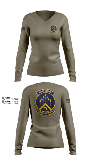 Womens Long Sleeve Vneck Shirt, SER-FL-355 TAMIAMI COMPOSITE SQUADRON, , Teamtime, Team time, sublimation, custom sports apparel, team uniforms, spirit wear, spiritwear, sports uniforms, custom shirts, team store, custom team store, fundraiser sports, apparel fundraiser