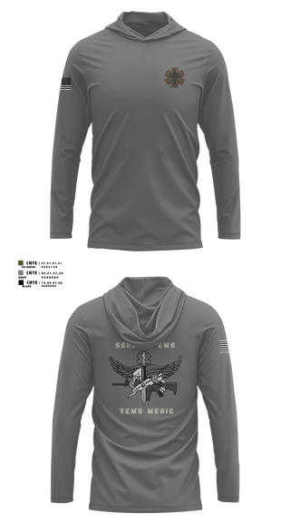 Long Sleeve hooded sunshirt, Schertz SWAT, Fire Department, Teamtime, Team time, sublimation, custom sports apparel, team uniforms, spirit wear, spiritwear, sports uniforms, custom shirts, team store, custom team store, fundraiser sports, apparel fundraiser