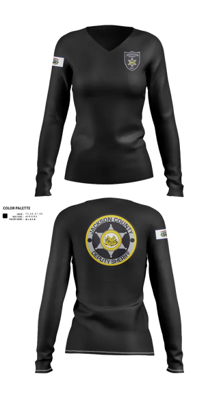 Womens Long Sleeve Vneck Shirt, Jackson County SD, Police, Teamtime, Team time, sublimation, custom sports apparel, team uniforms, spirit wear, spiritwear, sports uniforms, custom shirts, team store, custom team store, fundraiser sports, apparel fundraiser