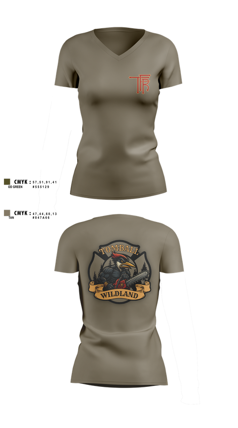 Womens Short Sleeve Vneck Shirt, Tomball Wildland, , Teamtime, Team time, sublimation, custom sports apparel, team uniforms, spirit wear, spiritwear, sports uniforms, custom shirts, team store, custom team store, fundraiser sports, apparel fundraiser