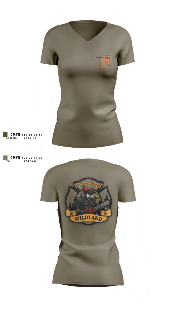 Womens Short Sleeve Vneck Shirt, Tomball Wildland, , Teamtime, Team time, sublimation, custom sports apparel, team uniforms, spirit wear, spiritwear, sports uniforms, custom shirts, team store, custom team store, fundraiser sports, apparel fundraiser