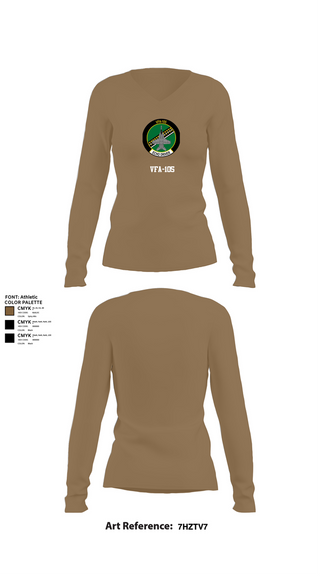 Womens Long Sleeve Vneck Shirt, VFA-105, , Teamtime, Team time, sublimation, custom sports apparel, team uniforms, spirit wear, spiritwear, sports uniforms, custom shirts, team store, custom team store, fundraiser sports, apparel fundraiser