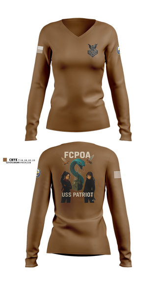 Womens Long Sleeve Vneck Shirt, USS PATRIOT FCPOA 2, , Teamtime, Team time, sublimation, custom sports apparel, team uniforms, spirit wear, spiritwear, sports uniforms, custom shirts, team store, custom team store, fundraiser sports, apparel fundraiser