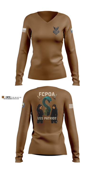 USS PATRIOT FCPOA 2 Women's Long Sleeve V-neck Shirt - 100