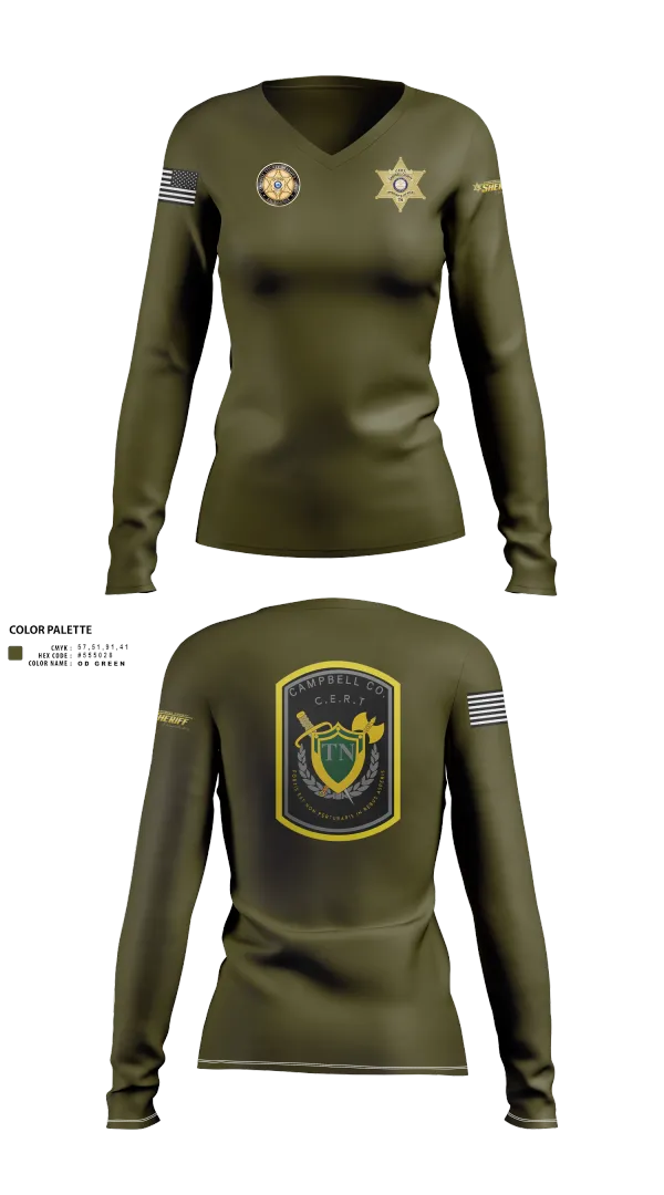 Womens Long Sleeve Vneck Shirt, C.C.S.O. CERT, , Teamtime, Team time, sublimation, custom sports apparel, team uniforms, spirit wear, spiritwear, sports uniforms, custom shirts, team store, custom team store, fundraiser sports, apparel fundraiser