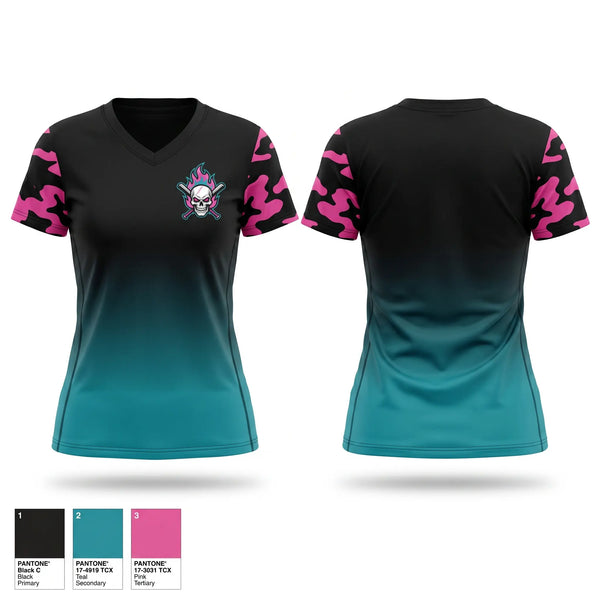 Womens Short Sleeve Vneck Shirt, Chicago Heights Punishers, Softball, Teamtime, Team time, sublimation, custom sports apparel, team uniforms, spirit wear, spiritwear, sports uniforms, custom shirts, team store, custom team store, fundraiser sports, apparel fundraiser