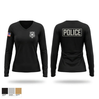 Womens Long Sleeve Vneck Shirt, NCPD, Police, Teamtime, Team time, sublimation, custom sports apparel, team uniforms, spirit wear, spiritwear, sports uniforms, custom shirts, team store, custom team store, fundraiser sports, apparel fundraiser