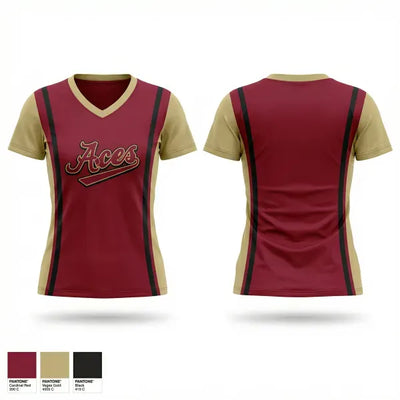 Aces Baseball Group 38997803 Women's Short Sleeve V-neck Shirt - 1
