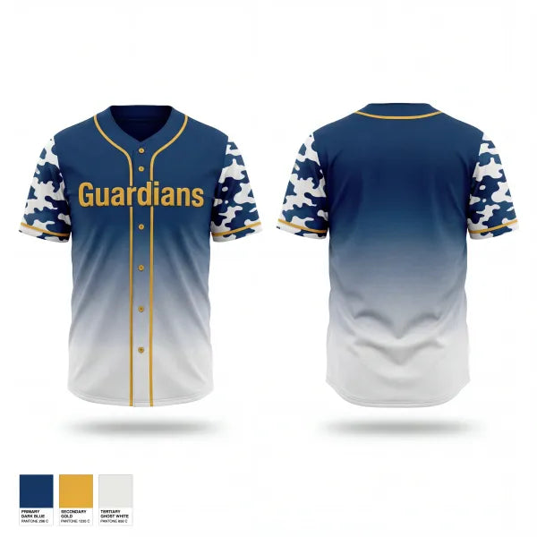 Full Button Baseball Jersey, Guardians, Baseball, Teamtime, Team time, sublimation, custom sports apparel, team uniforms, spirit wear, spiritwear, sports uniforms, custom shirts, team store, custom team store, fundraiser sports, apparel fundraiser