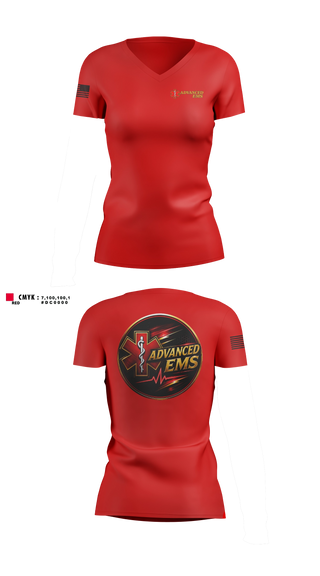 Womens Short Sleeve Vneck Shirt, Advanced EMS, EMS/EMT, Teamtime, Team time, sublimation, custom sports apparel, team uniforms, spirit wear, spiritwear, sports uniforms, custom shirts, team store, custom team store, fundraiser sports, apparel fundraiser