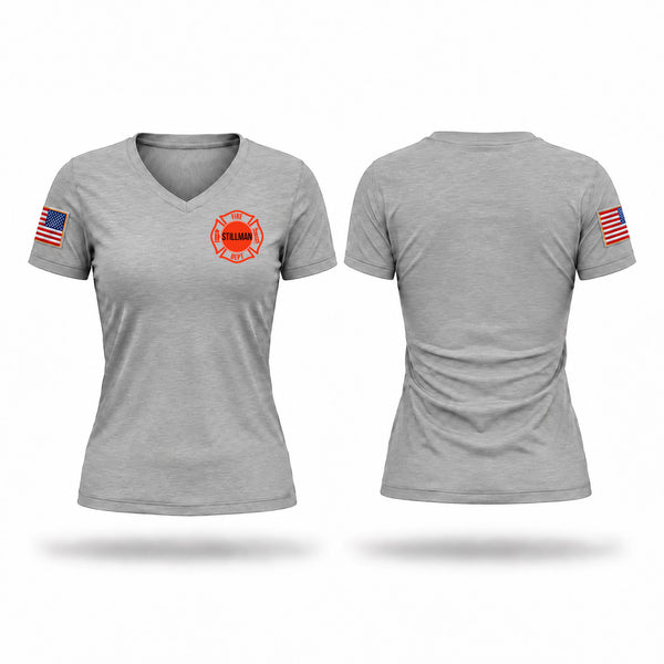 Womens Short Sleeve Vneck Shirt, Stillman Fire, Fire Department, Teamtime, Team time, sublimation, custom sports apparel, team uniforms, spirit wear, spiritwear, sports uniforms, custom shirts, team store, custom team store, fundraiser sports, apparel fundraiser