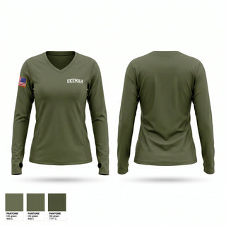Womens Long Sleeve Vneck Shirt, Okemah, Police, Teamtime, Team time, sublimation, custom sports apparel, team uniforms, spirit wear, spiritwear, sports uniforms, custom shirts, team store, custom team store, fundraiser sports, apparel fundraiser