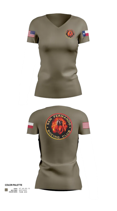 San Fernando Boxing Club 92427997 Women's Short Sleeve V-neck Shirt - 52