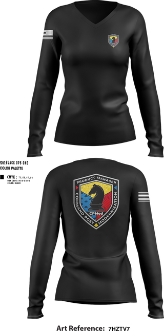 Womens Long Sleeve Vneck Shirt, Command Post Modernization, , Teamtime, Team time, sublimation, custom sports apparel, team uniforms, spirit wear, spiritwear, sports uniforms, custom shirts, team store, custom team store, fundraiser sports, apparel fundraiser