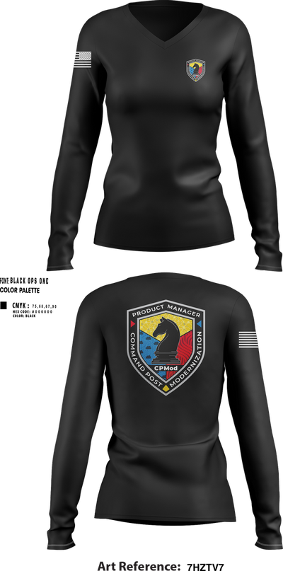 Command Post Modernization 61548186 Women's Long Sleeve V-neck Shirt - 6
