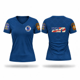 Womens Short Sleeve Vneck Shirt, East Rockaway Fire Department Rescue, EMS/EMT, Teamtime, Team time, sublimation, custom sports apparel, team uniforms, spirit wear, spiritwear, sports uniforms, custom shirts, team store, custom team store, fundraiser sports, apparel fundraiser