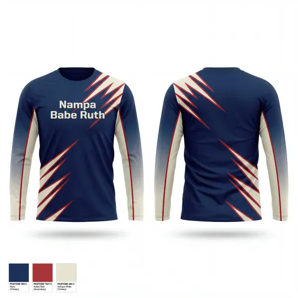 Long Sleeve Performance Shirt, Nampa Babe Ruth, Baseball, Teamtime, Team time, sublimation, custom sports apparel, team uniforms, spirit wear, spiritwear, sports uniforms, custom shirts, team store, custom team store, fundraiser sports, apparel fundraiser