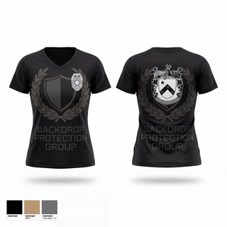 Womens Short Sleeve Vneck Shirt, Backdrop Protection Group, , Teamtime, Team time, sublimation, custom sports apparel, team uniforms, spirit wear, spiritwear, sports uniforms, custom shirts, team store, custom team store, fundraiser sports, apparel fundraiser