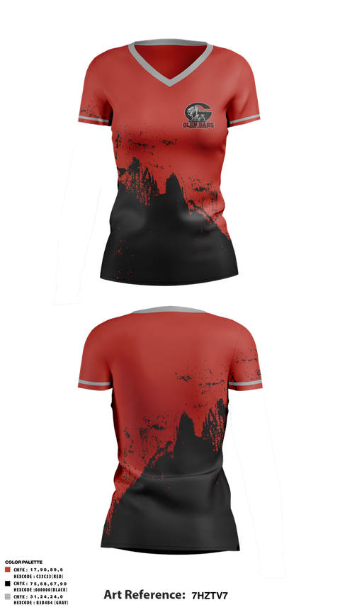 Womens Short Sleeve Vneck Shirt, Glen Oaks High School Cross Country, Cross Country, Teamtime, Team time, sublimation, custom sports apparel, team uniforms, spirit wear, spiritwear, sports uniforms, custom shirts, team store, custom team store, fundraiser sports, apparel fundraiser