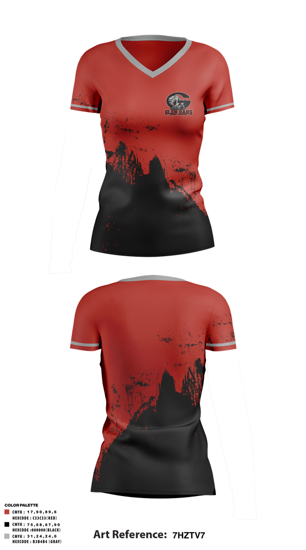 Womens Short Sleeve Vneck Shirt, Glen Oaks High School Cross Country, Cross Country, Teamtime, Team time, sublimation, custom sports apparel, team uniforms, spirit wear, spiritwear, sports uniforms, custom shirts, team store, custom team store, fundraiser sports, apparel fundraiser